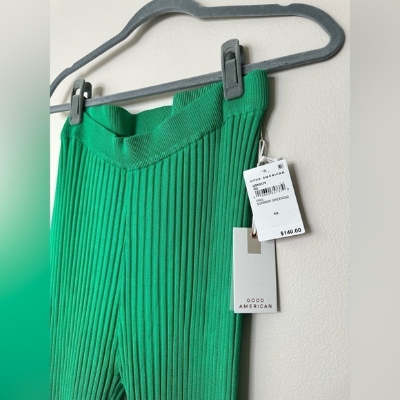 GOOD AMERICAN leggings green ribbed pull on flare pants 2X/3X NWT - Picture 4 of 10